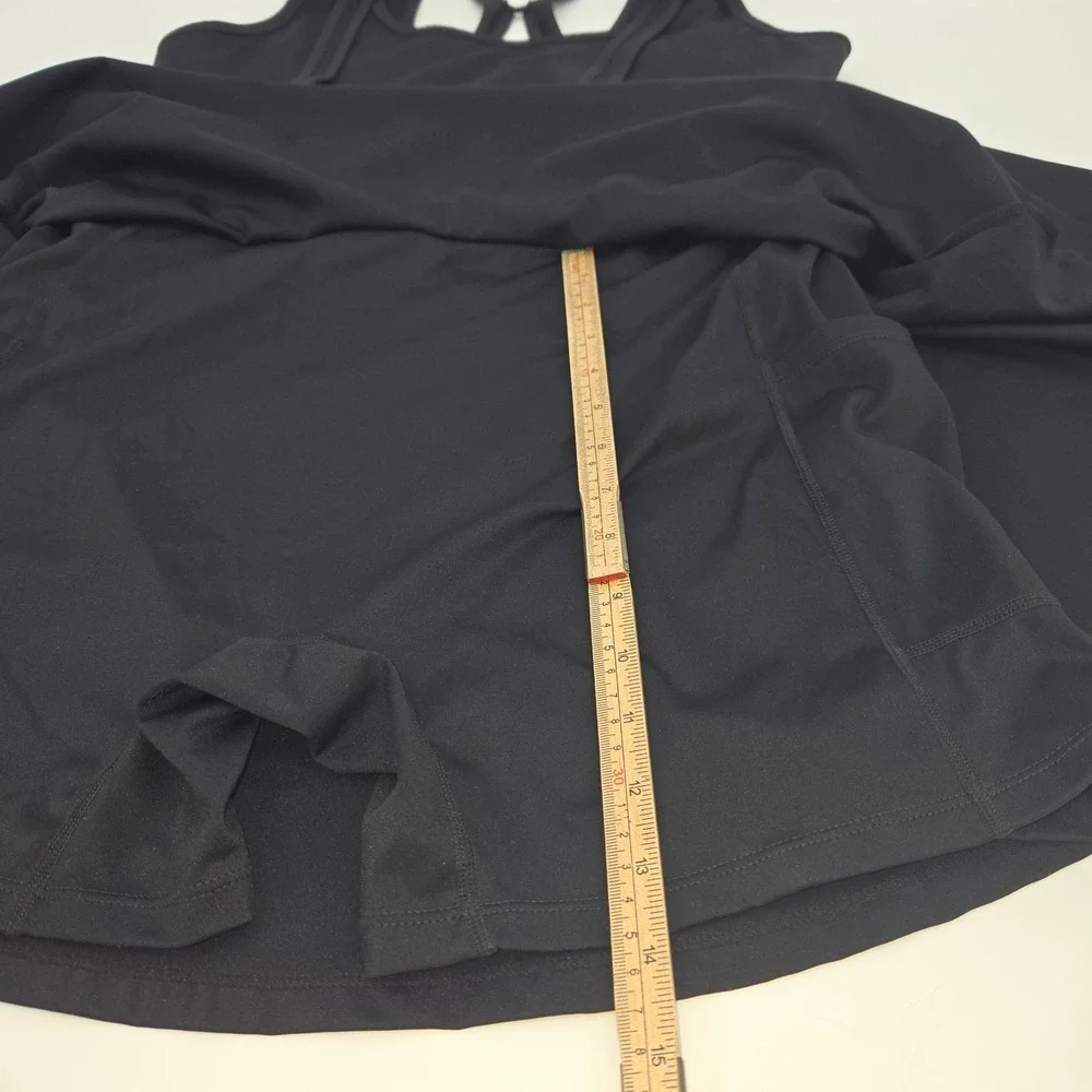 Athletic Tennis Dress Womens Size Large Black Racerback Activewear Stretch  Golf